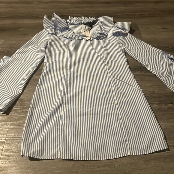 Walter Baker Blue and White Striped Dress - Picture 2 of 6